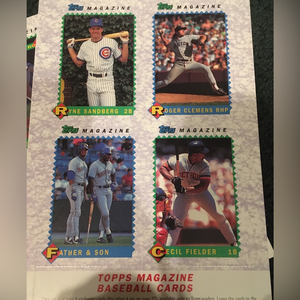 1990 Topps magazine baseball cards uncut